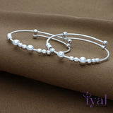 Plain Balls Adjustable Silver Kid Bangle(Pair)