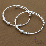 Plain Balls Adjustable Silver Kid Bangle(Pair)