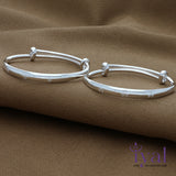 Heart Engravings Plain Adjustable Silver Kid Bangle(Pair)