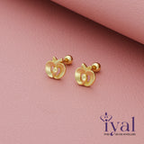 Dainty Apple 14K Gold Polish Silver Stud for Kids