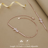 Glittering Butterfly Rose Gold Silver Anklet