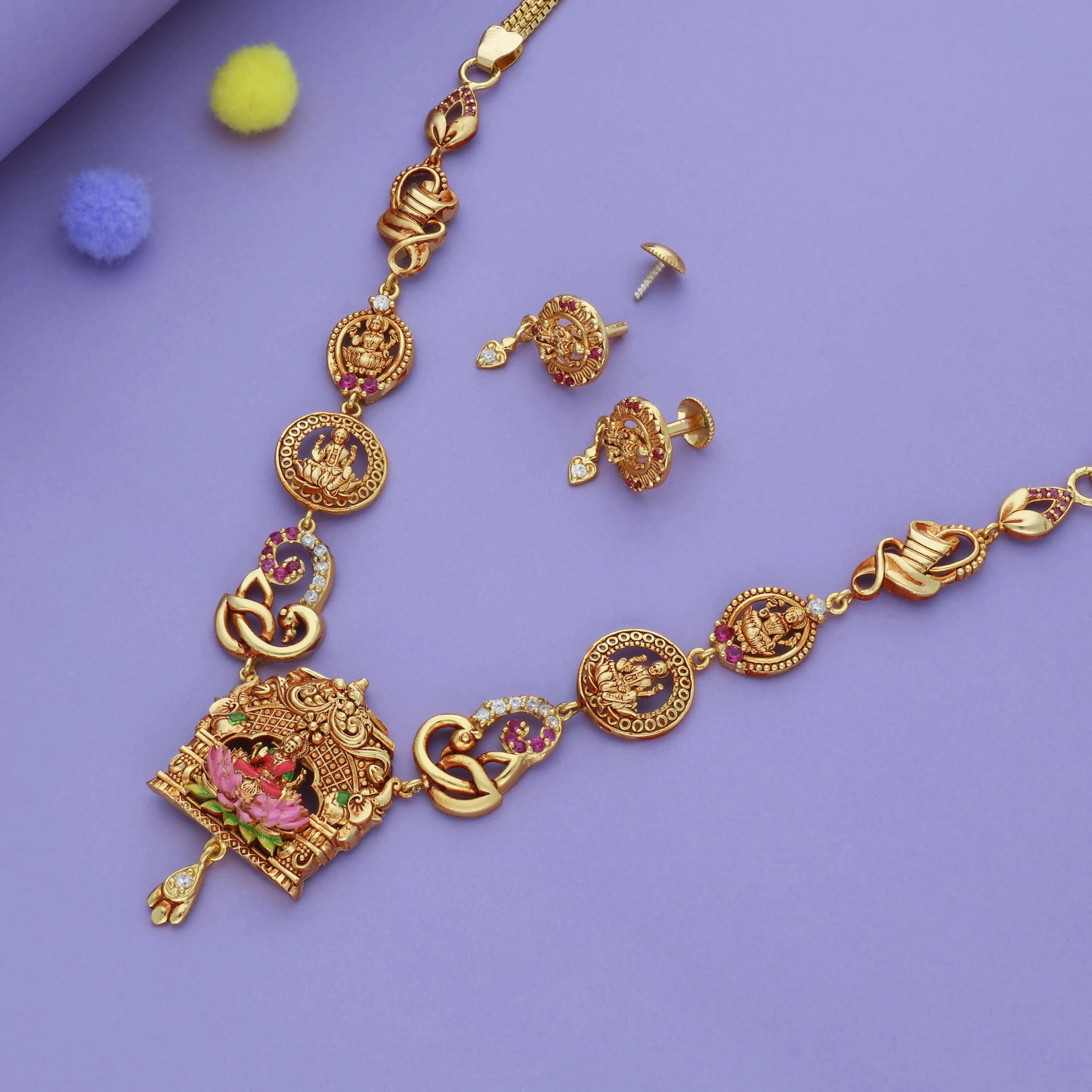 Kamala Aradhana Traditional 925 Silver Necklace Set