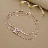 Glittering Butterfly Rose Gold Silver Anklet
