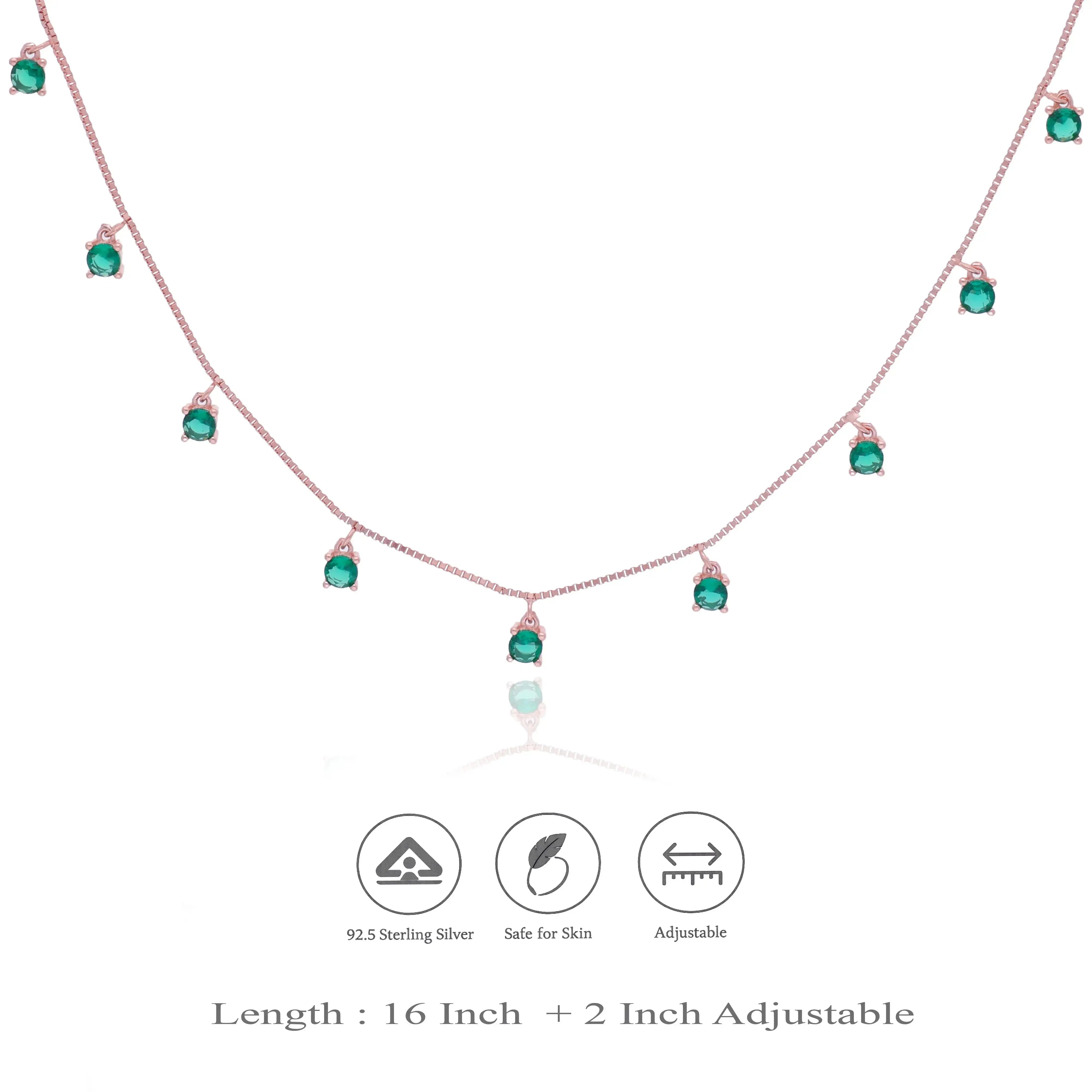 Classic Green Stone 925 Silver Charm Necklace