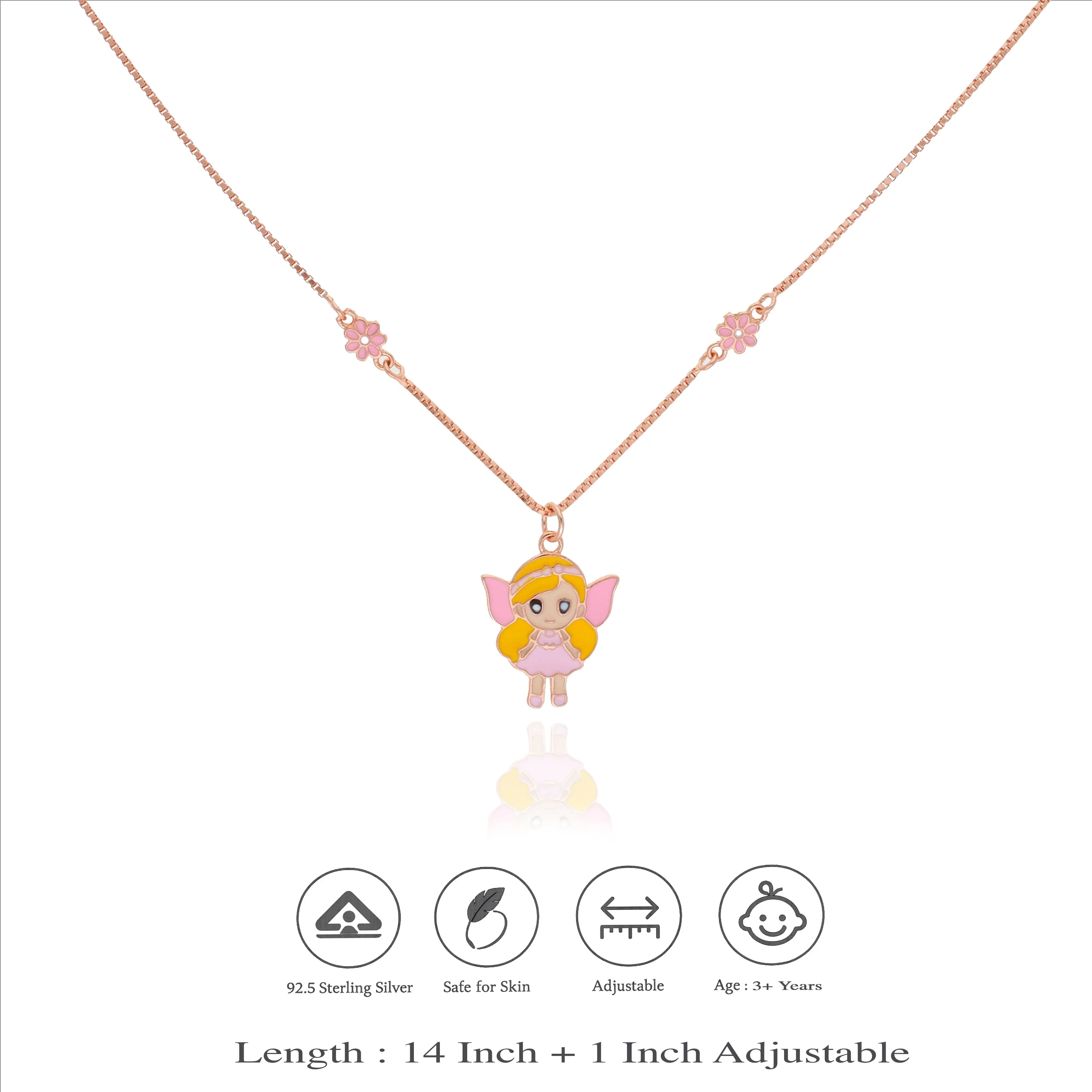 925 Sterling Silver Fairy Girl Charm Pendant for Kids