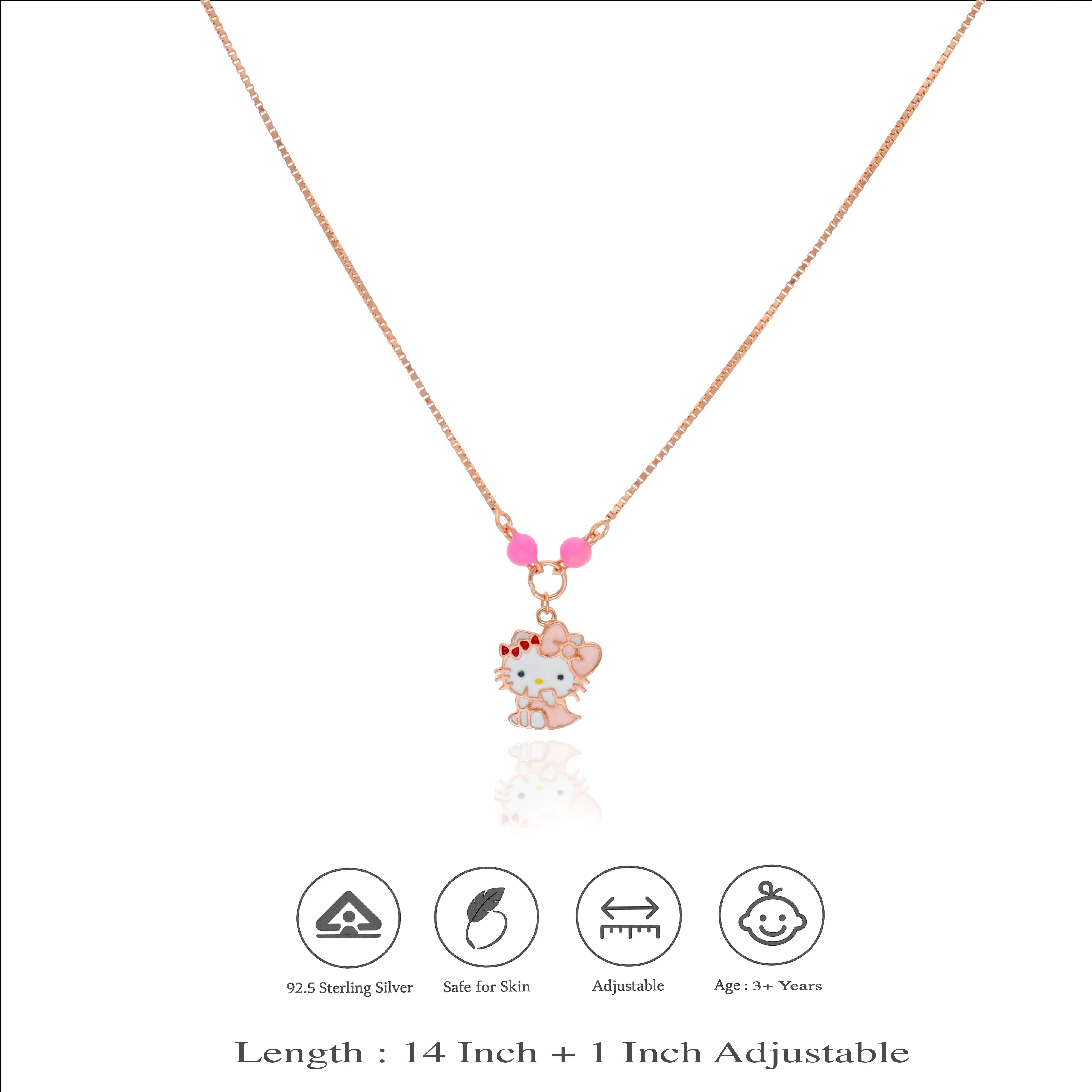 925 Silver Cute Kitty Bow Pendant for Baby Girls