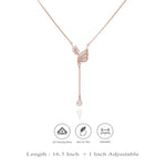 925 Sterling Silver Rose Gold Pearl Leaf Charm Necklace