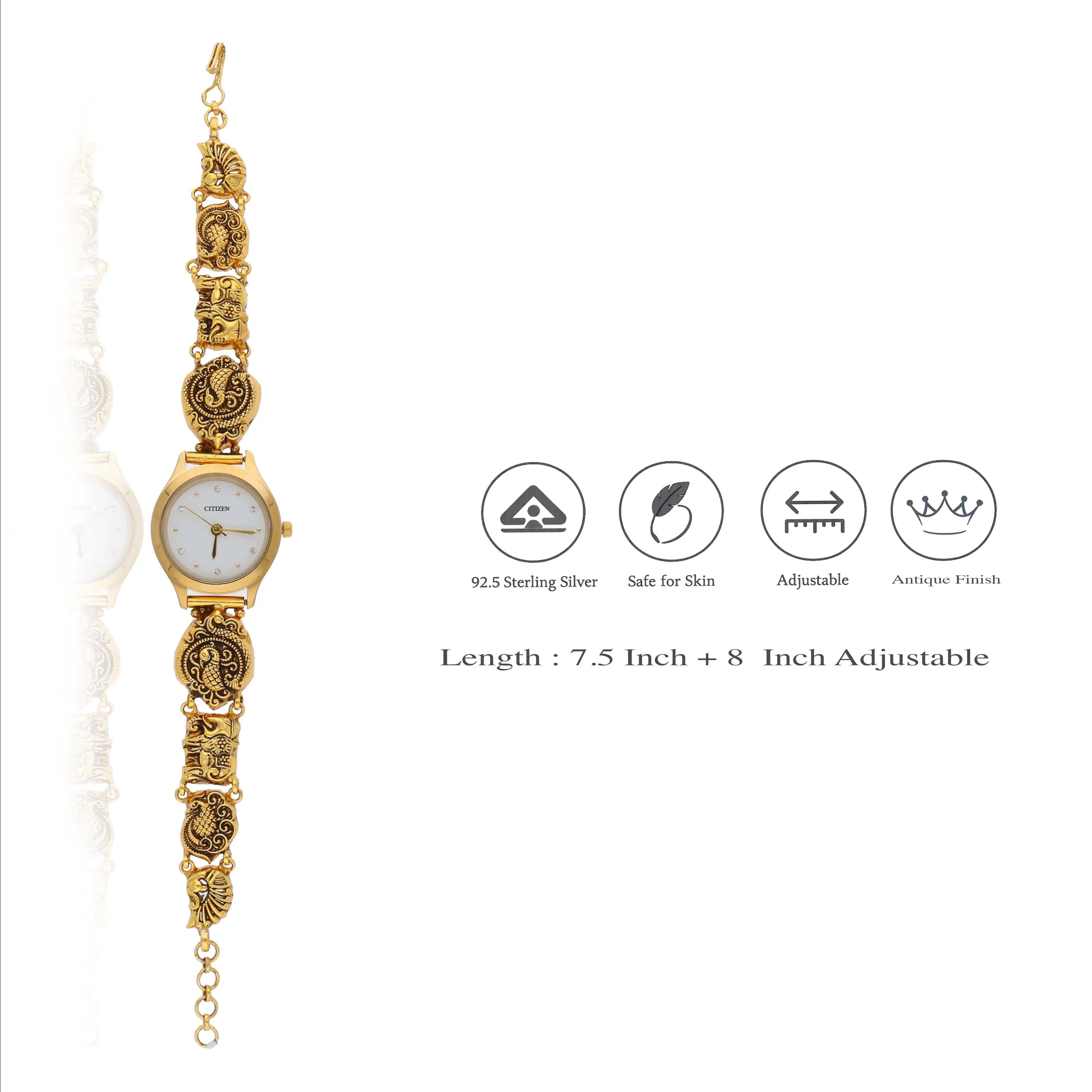 925 Silver Antique Rajawadi Bracelet Watch