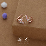 Elegance Wing Rose Gold Polish 925 Silver Women Hoop Earring