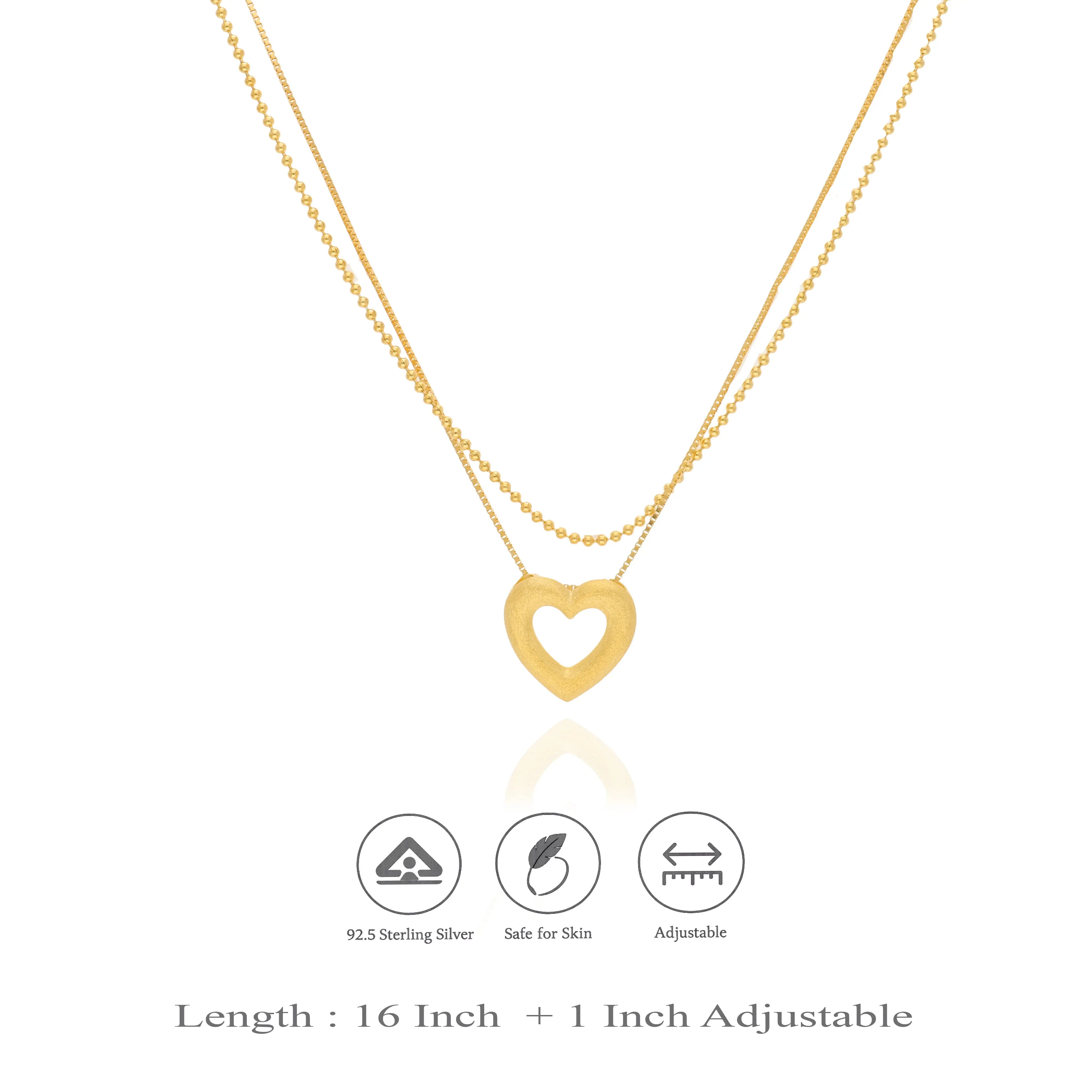 Heart Glow 925 Silver Layered Chain Necklace