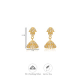 Diya Leaf Gold Polish 925 Silver Traditional Jhumka for Kids and Women