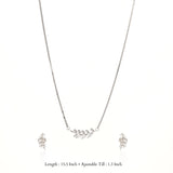 Leafy Glow Silver Necklace Set