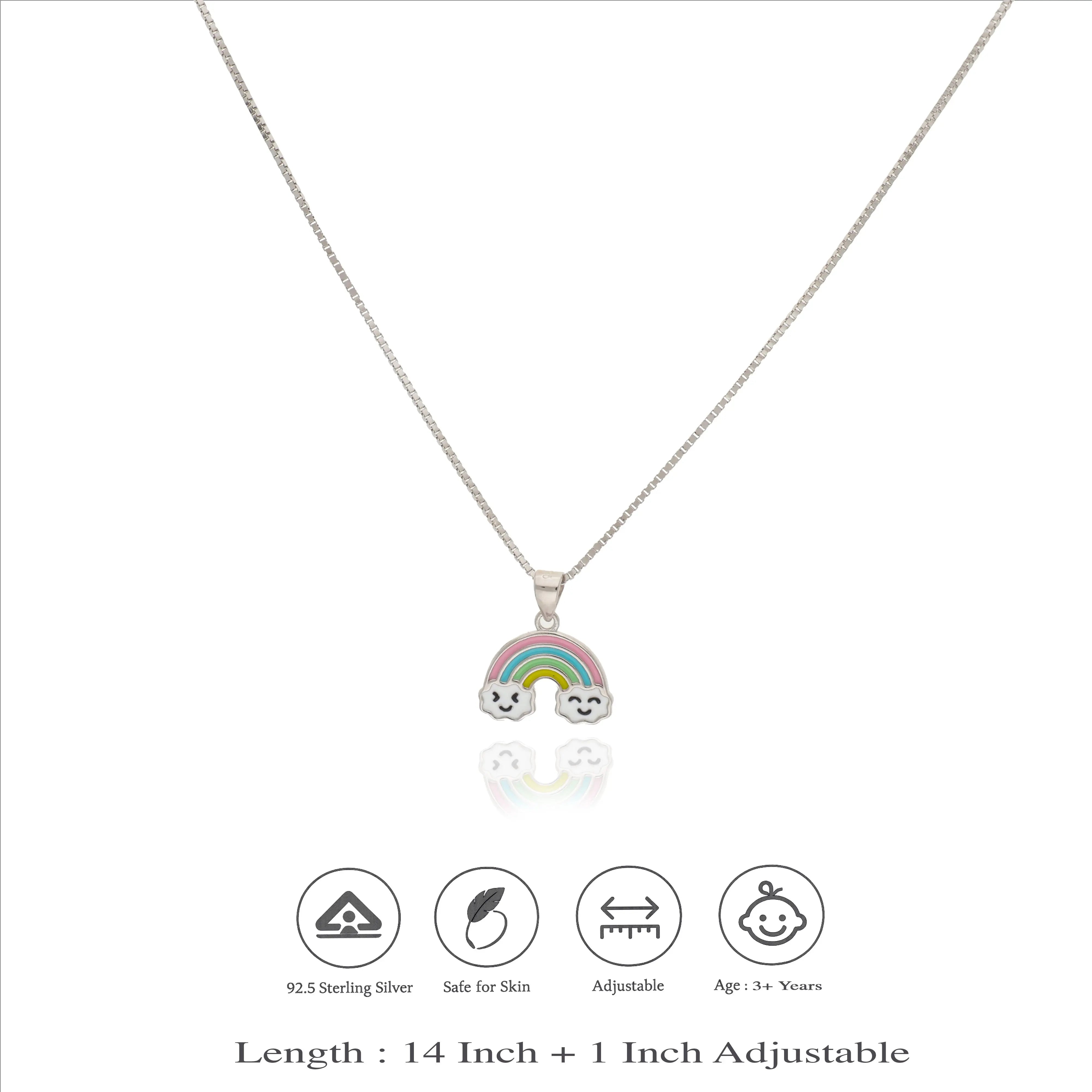 925 Silver Cloudy Rainbow Charm Kids Pendant