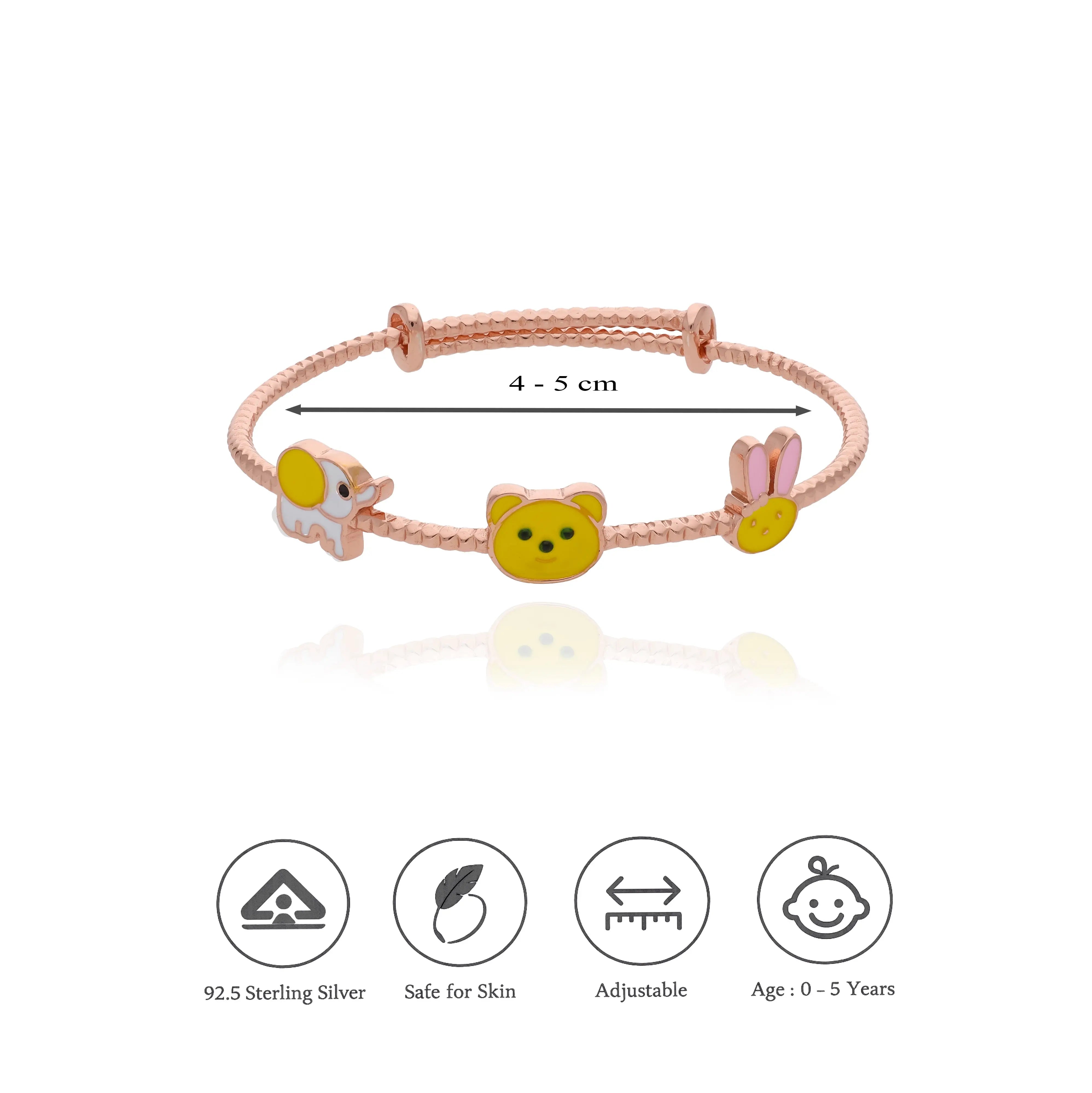 925 Sterling Silver Playful Animal Bangles for Children