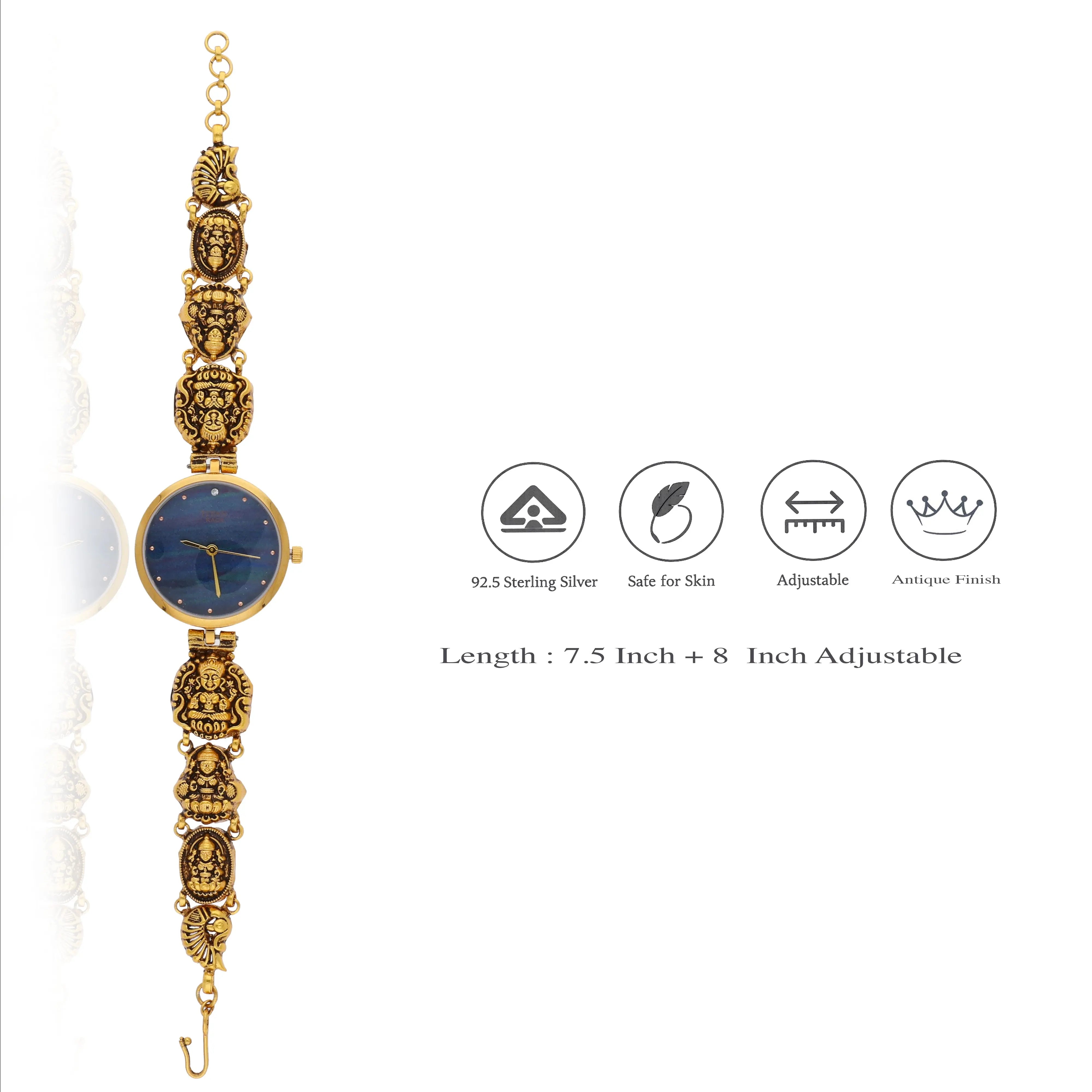 Lakshmi Traditional Gold-Tone 925 Silver Antique Watch