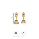 Aadhya Floral Stone Gold Polish 925 Silver Traditional Jhumka for Kids and Women