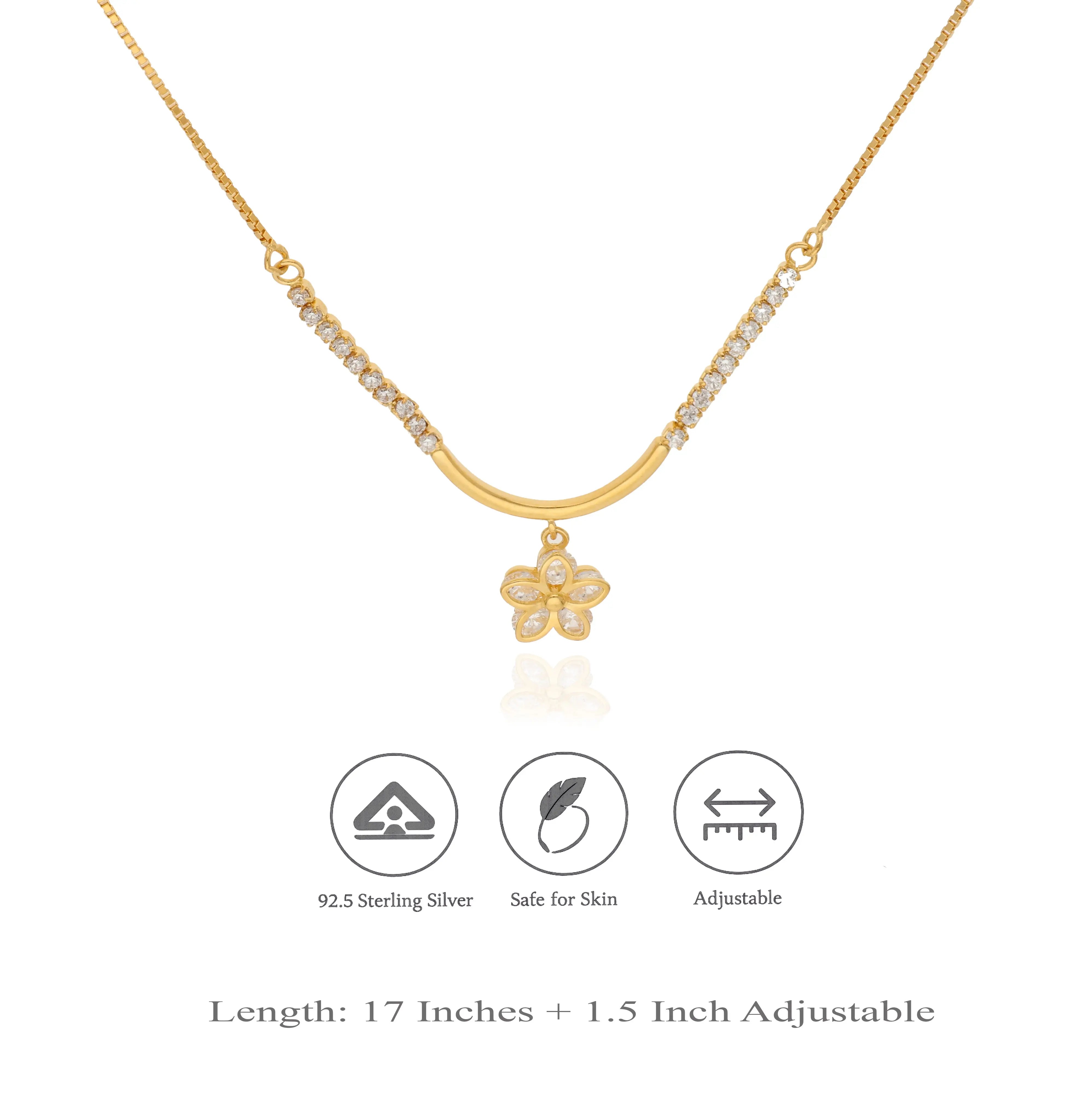 925 Sterling Silver Flower Charm Necklace