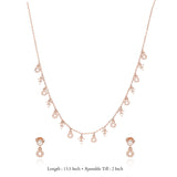Graceful Hanging Stone Rose Gold Silver Necklace Set