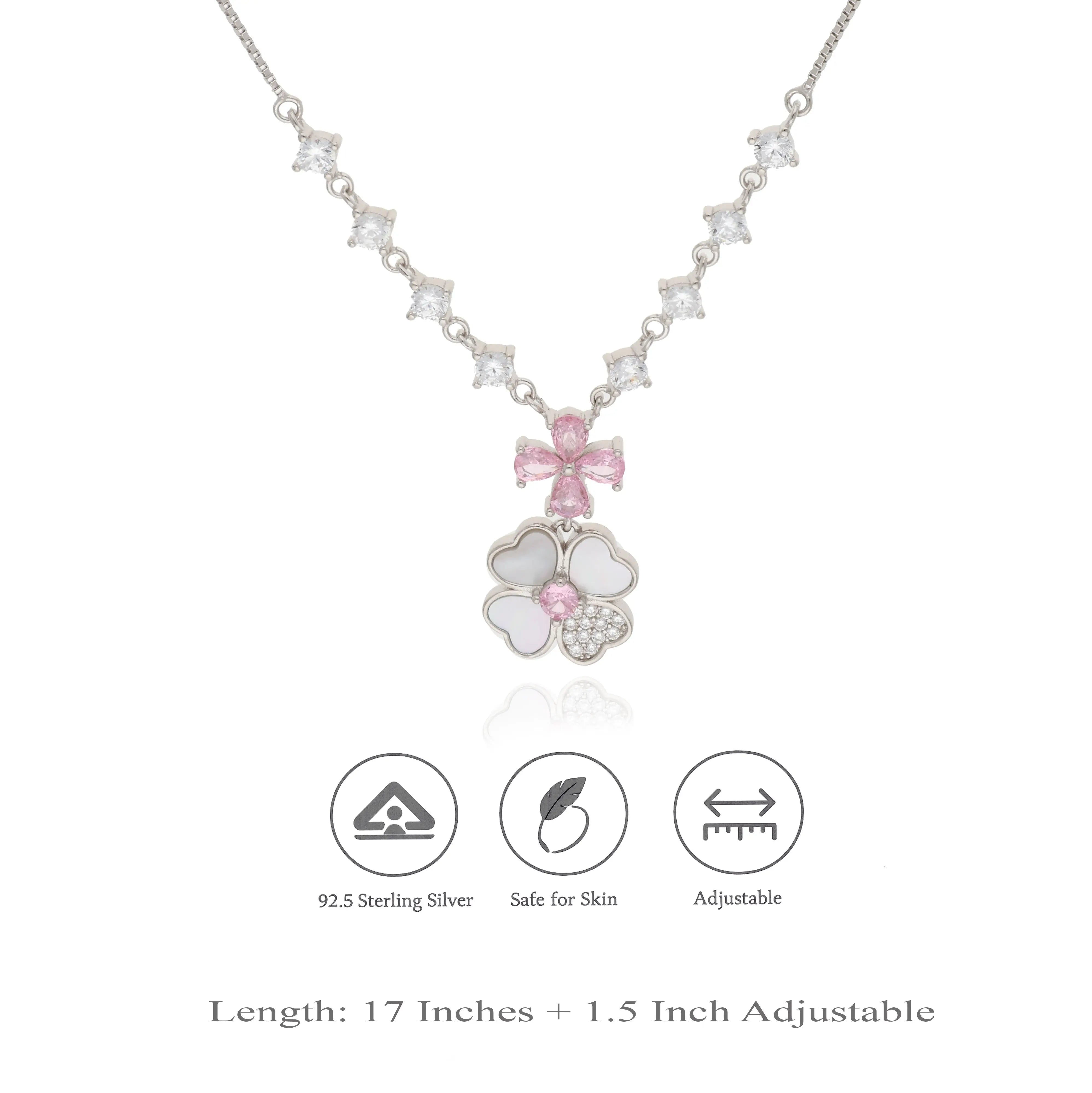 925 Silver Floral Charm Necklace