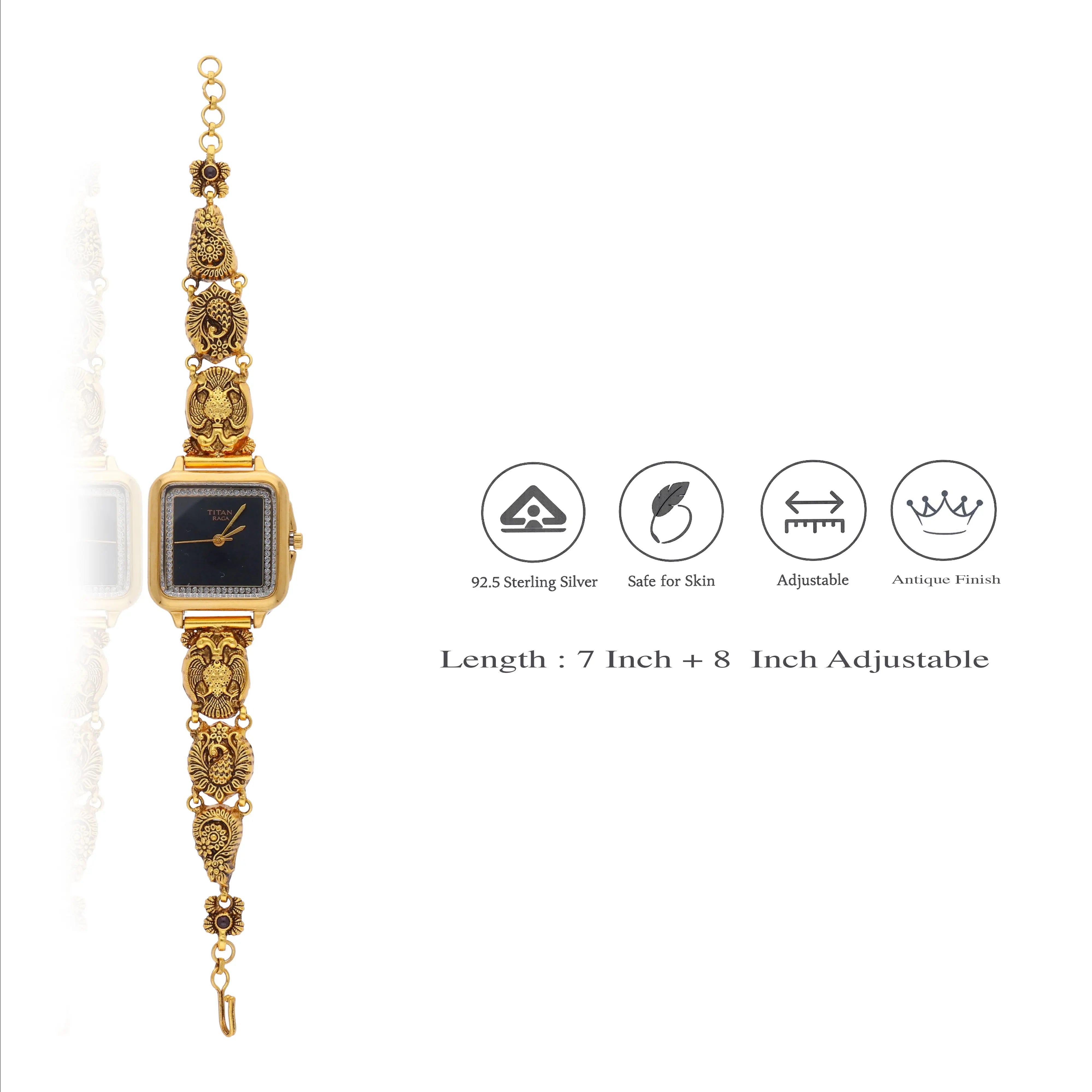 Premium Antique Gold Plated 925 Silver Wristwatch