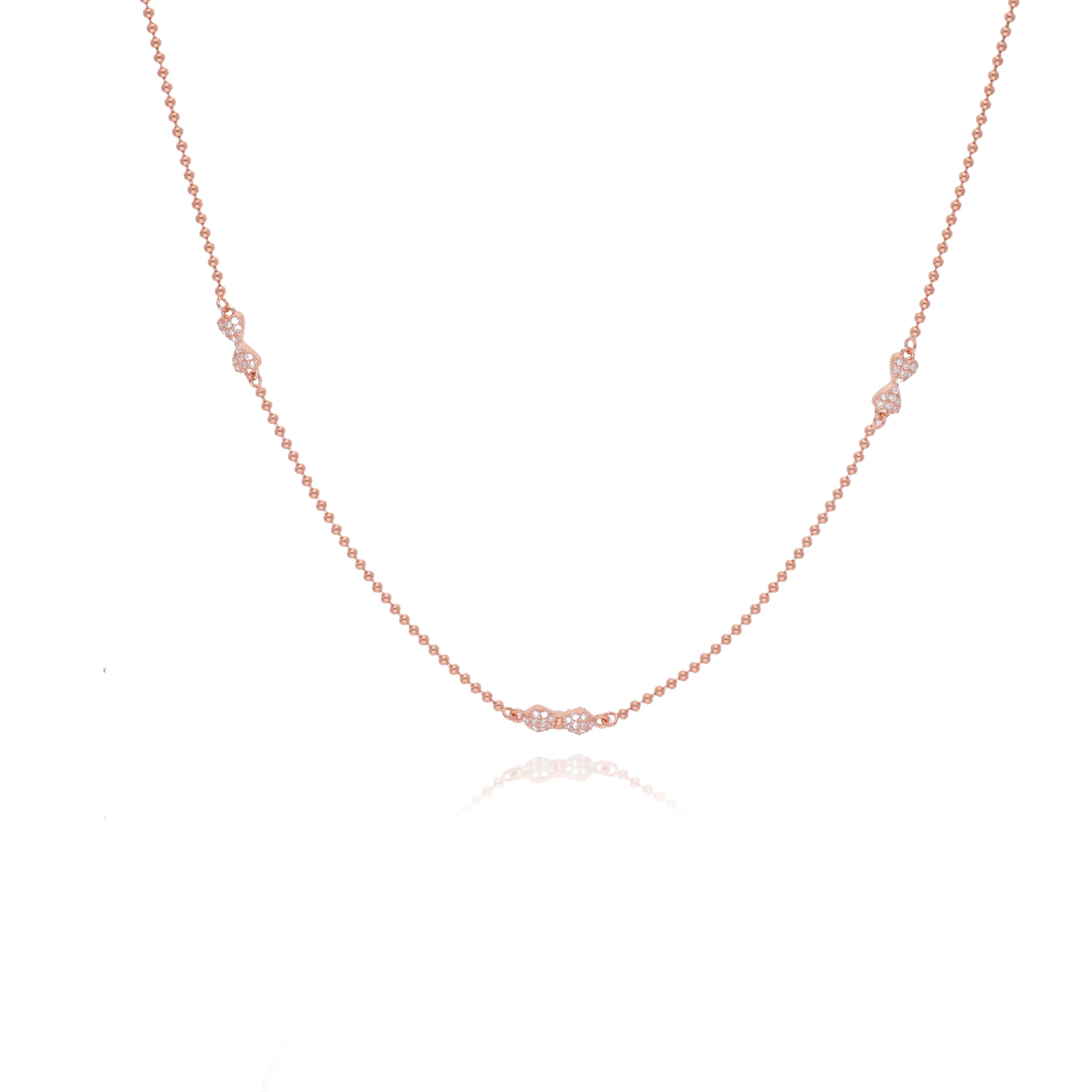 Elegant Bow Sparkle 925 Silver Chain Necklace