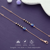 Petit Evil Eye Rose Gold Polish 925 Silver Kid Anklet (0-6Months)