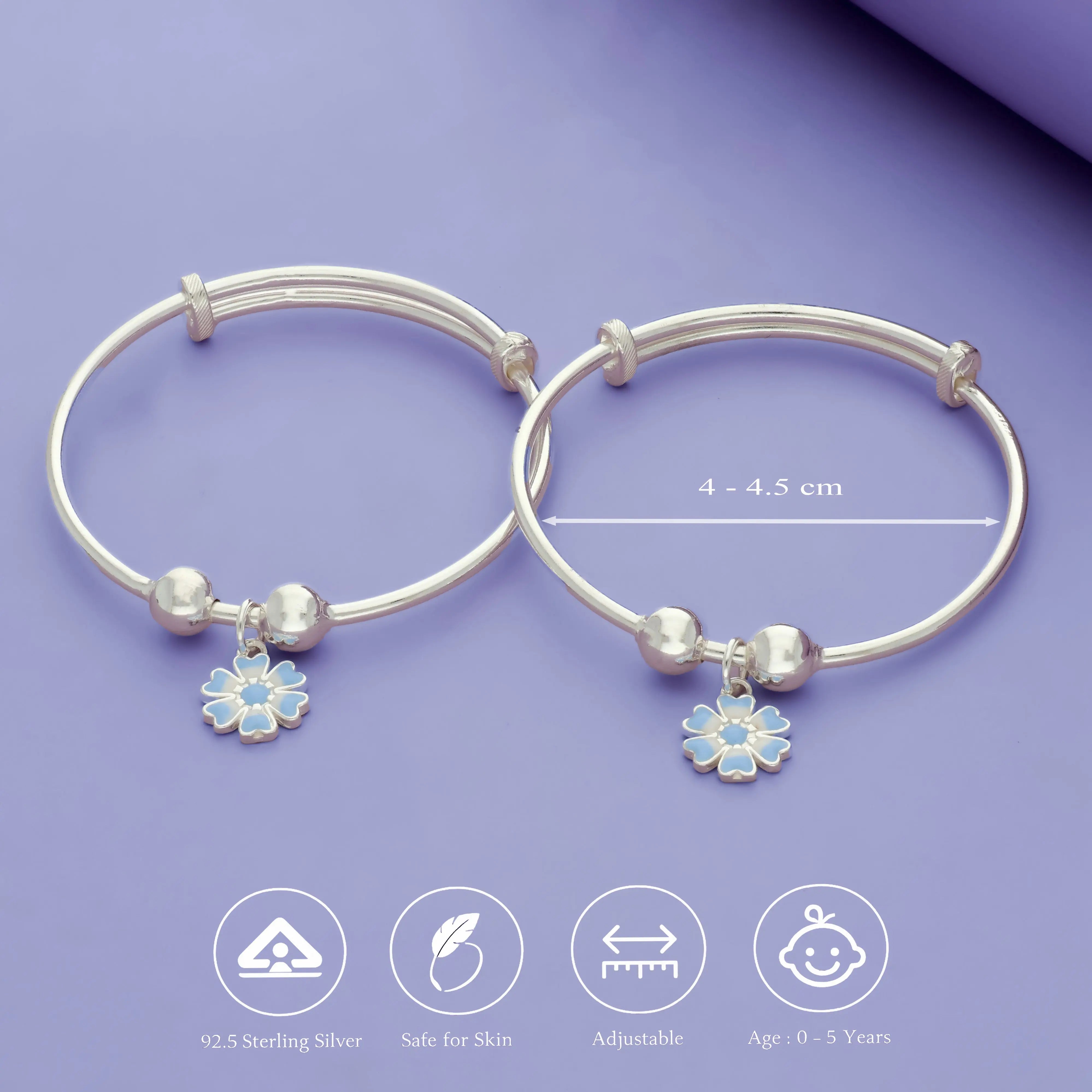 Tiny Iris 925 Sterling Silver Kid Bangles