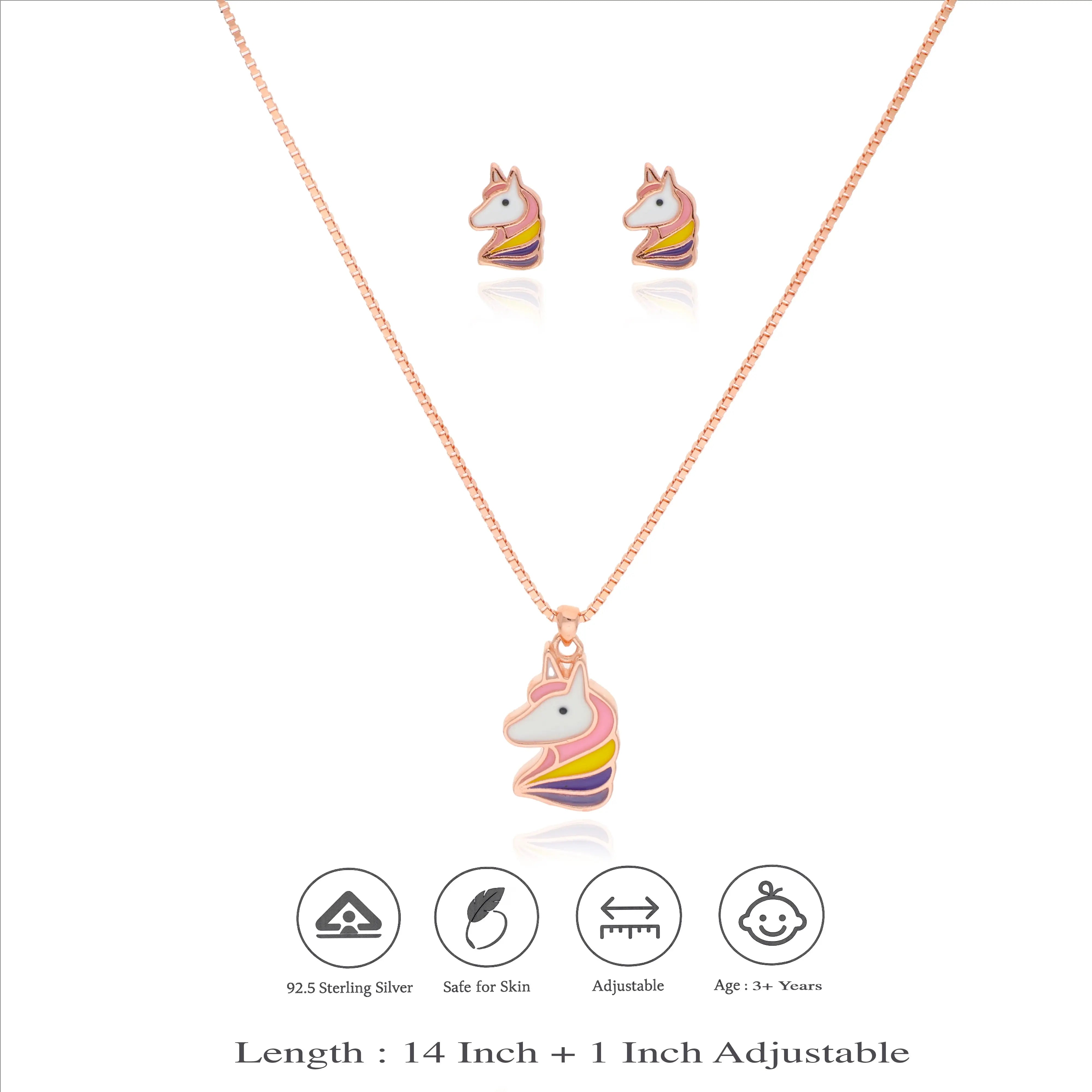 925 Silver Horse Pendant Set for Kids (3+ Yrs)