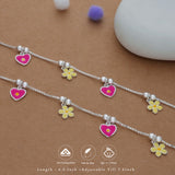 Floral Love Silver Anklet(3-6 Yrs)