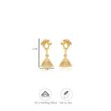 Kiara Dolphin White Stone Gold Polish 925 Silver Traditional Jhumka for Kids and Women