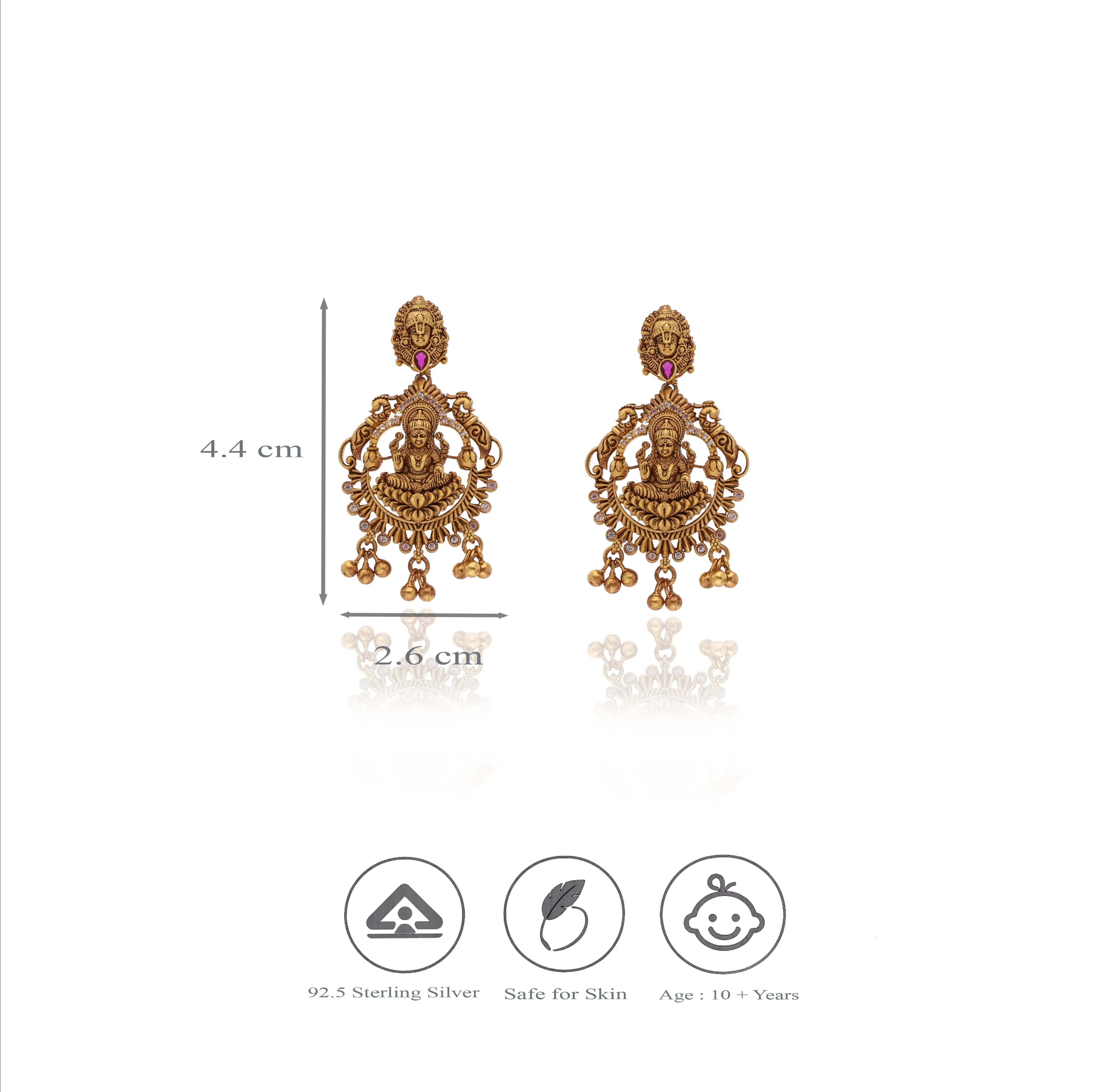 925 Silver Perumal Lakshmi Vanki Jhumkas