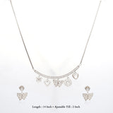 Charming Butterfly Heart Silver Necklace Set