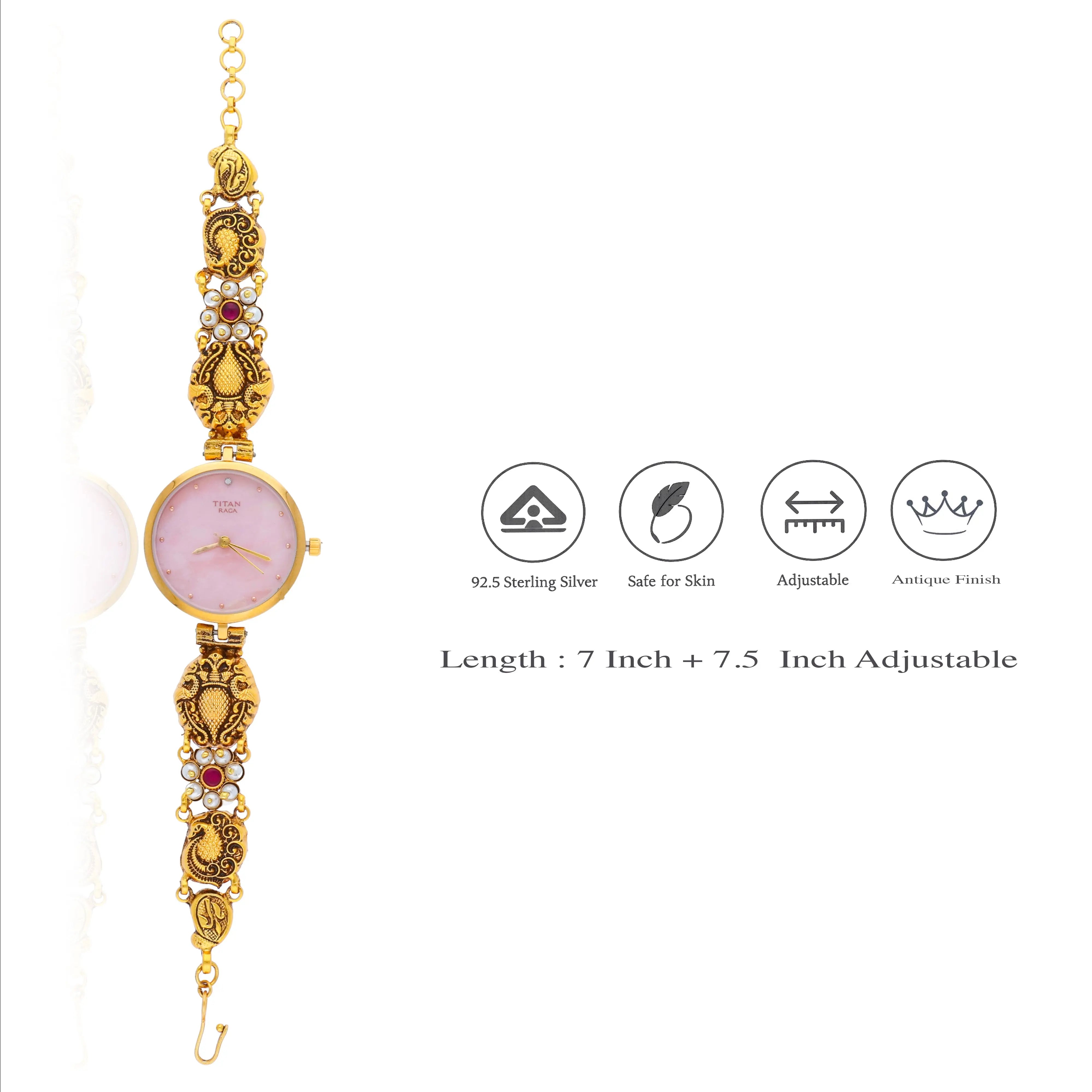 Designer Traditional Jewelry 925 Silver Bracelet Watch