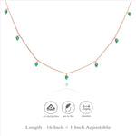 Green Heart 925 Silver Charm Chain Necklace