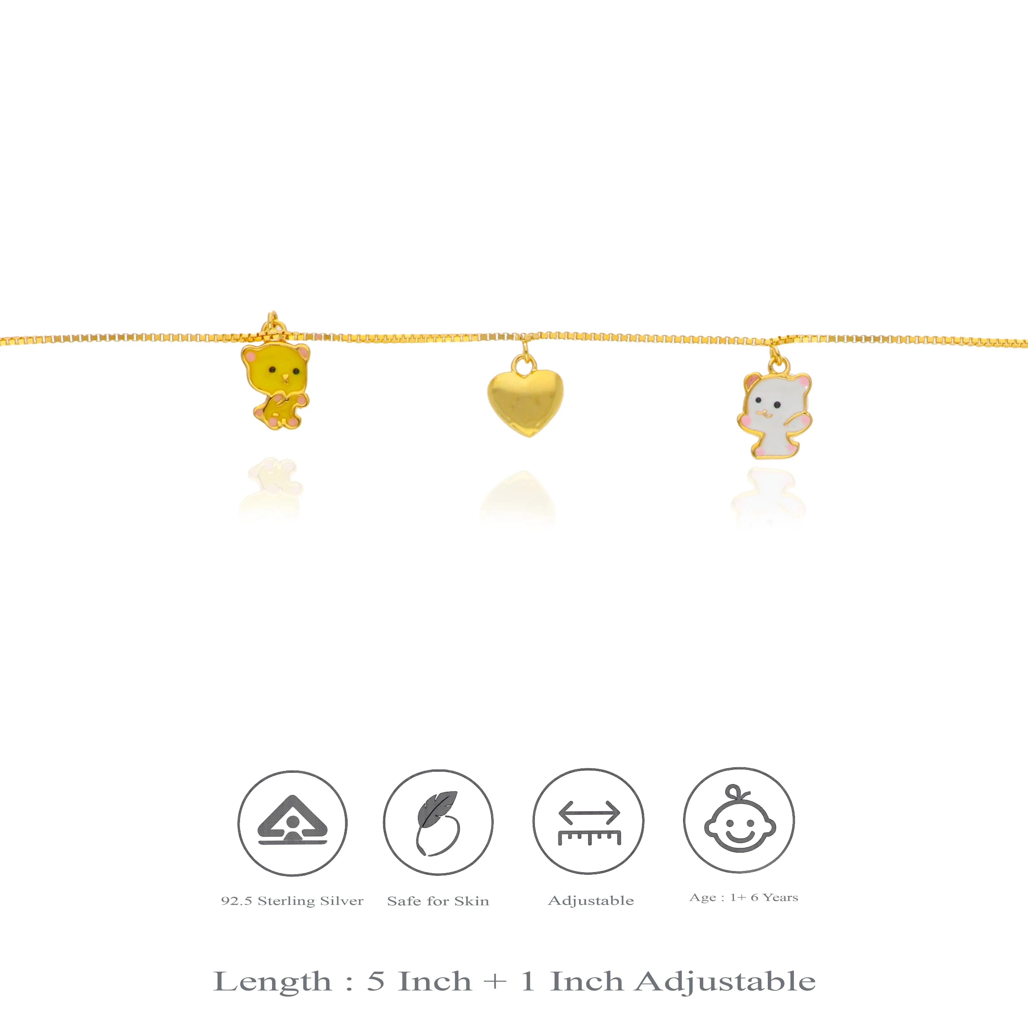 Silver 925 Cute Animal Charm Kids Bracelet (1-6 Yrs)