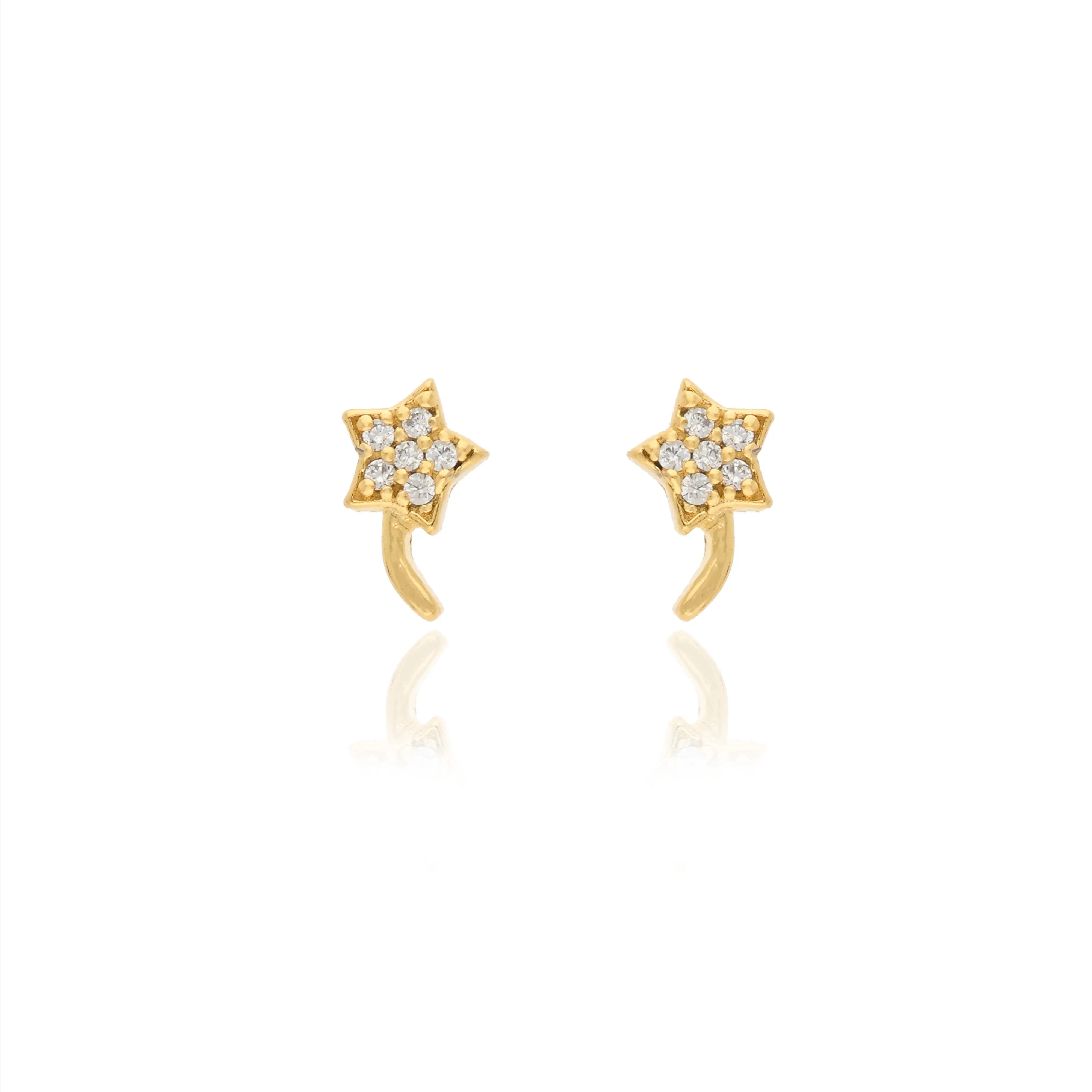 925 Silver Gilded Stardust Studs for Little Girls