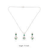 Vibrant Green Silver Pendant Set for Women & Teen