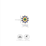 Blue CZ Sunburst Floral 925 Silver Nosepin