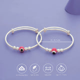 Pink Evil Eye 925 Sterling Silver Adjustable Kada Set