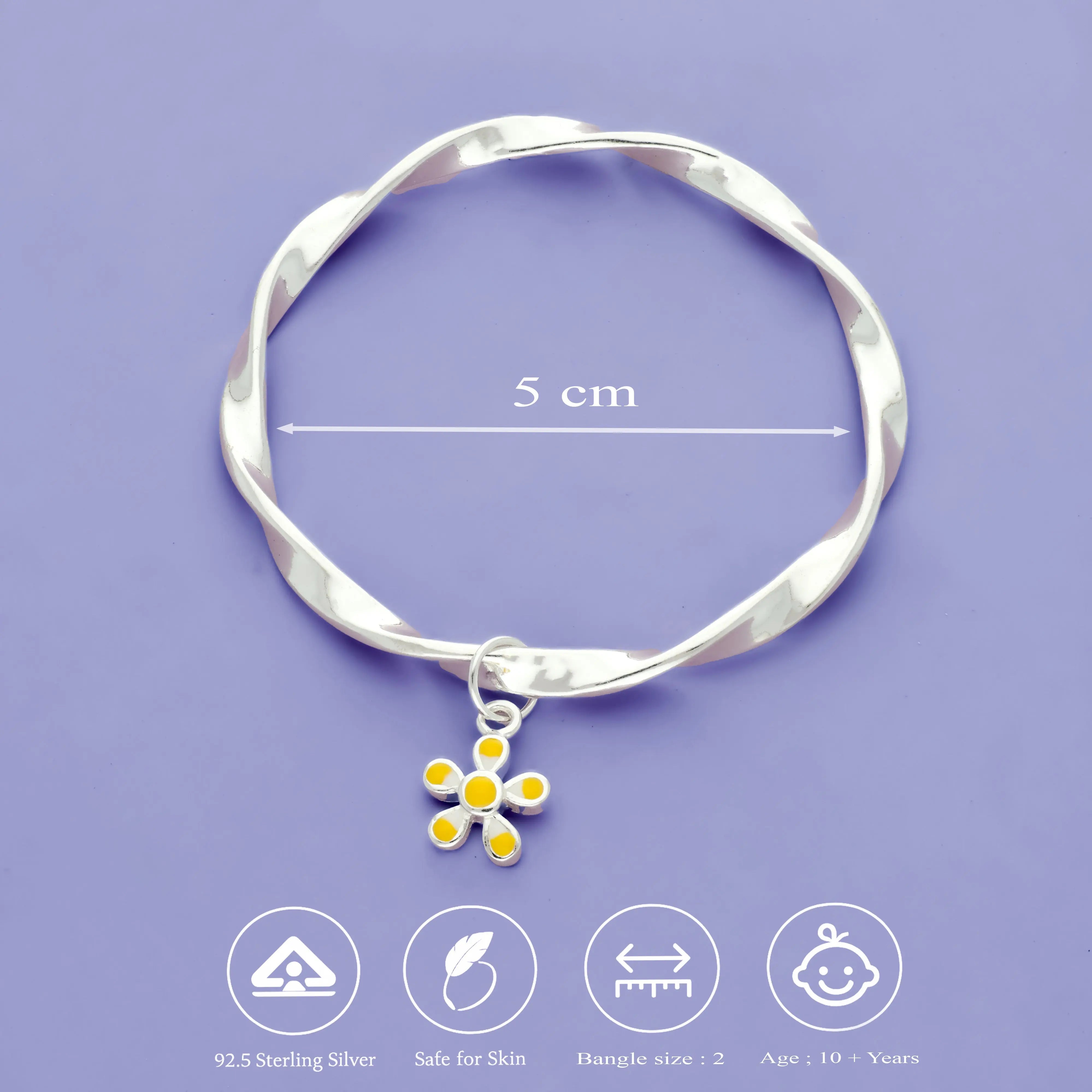 Sunshine Bloom 925 Silver Kid Bangle