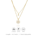 925 Sterling Silver Floral Charm Layered Chain