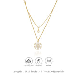 925 Sterling Silver Floral Charm Layered Chain