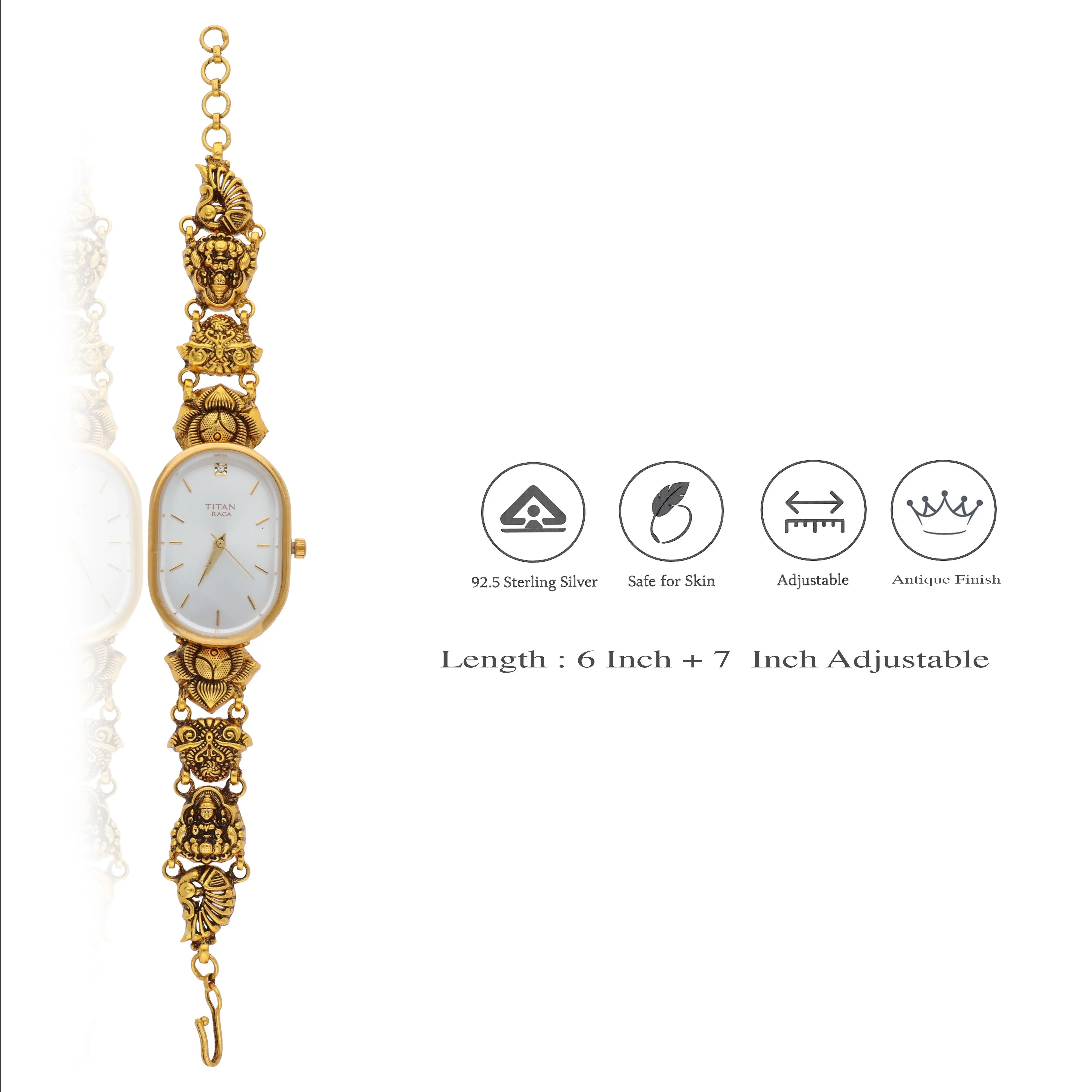 Antique Gold Plated 925 Silver Oval Watch