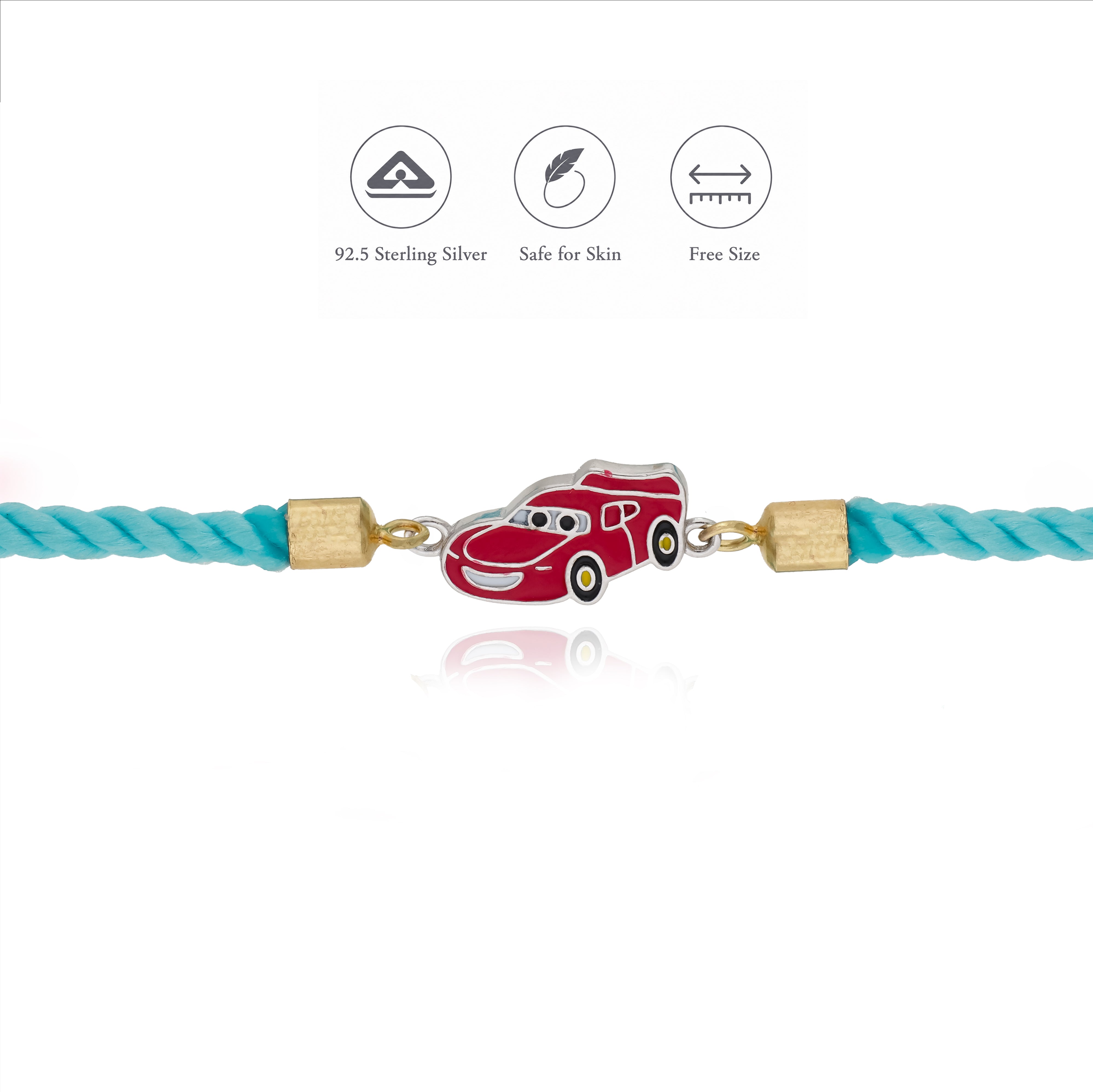Speed Racer Car 925 Silver Kids Rakhi
