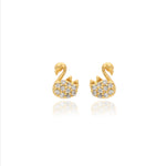 925 Silver Gold-Plated Kids Swan Studs