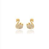 925 Silver Gold-Plated Kids Swan Studs