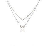 925 Silver Ribbon with Heart Double-Layer Party Wear Chain