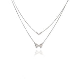 925 Silver Ribbon with Heart Double-Layer Party Wear Chain