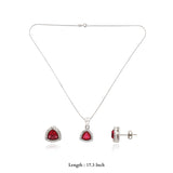 Blushing Red Silver Pendant Set for Women & Teen