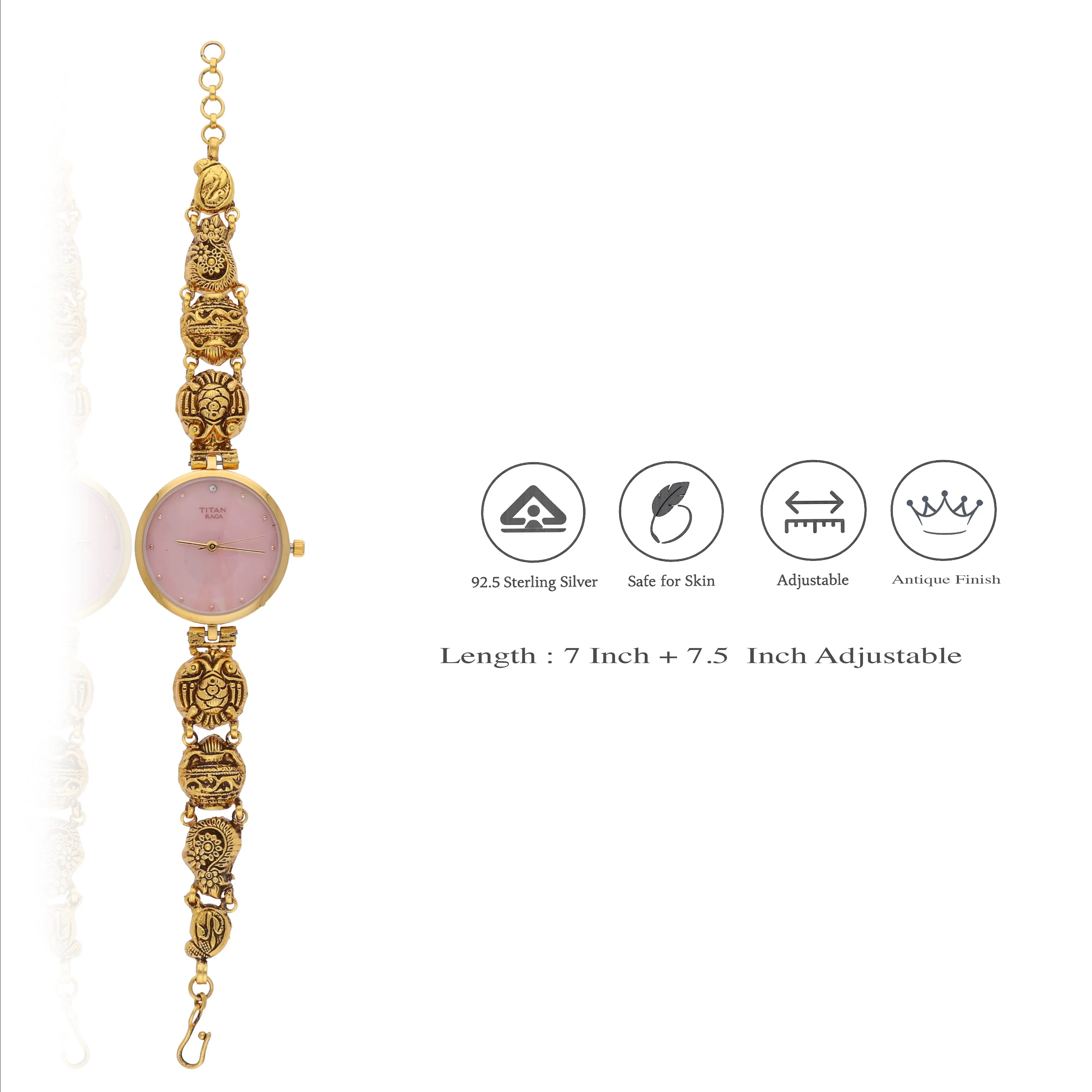 925 Silver Gold-Plated Temple Jewelry Watch